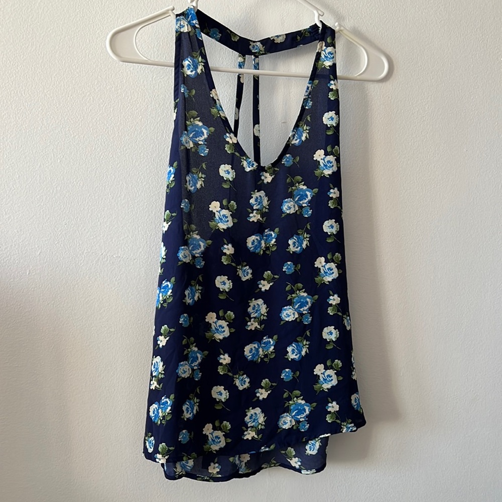 Forever 21 Blue Floral Tank Top